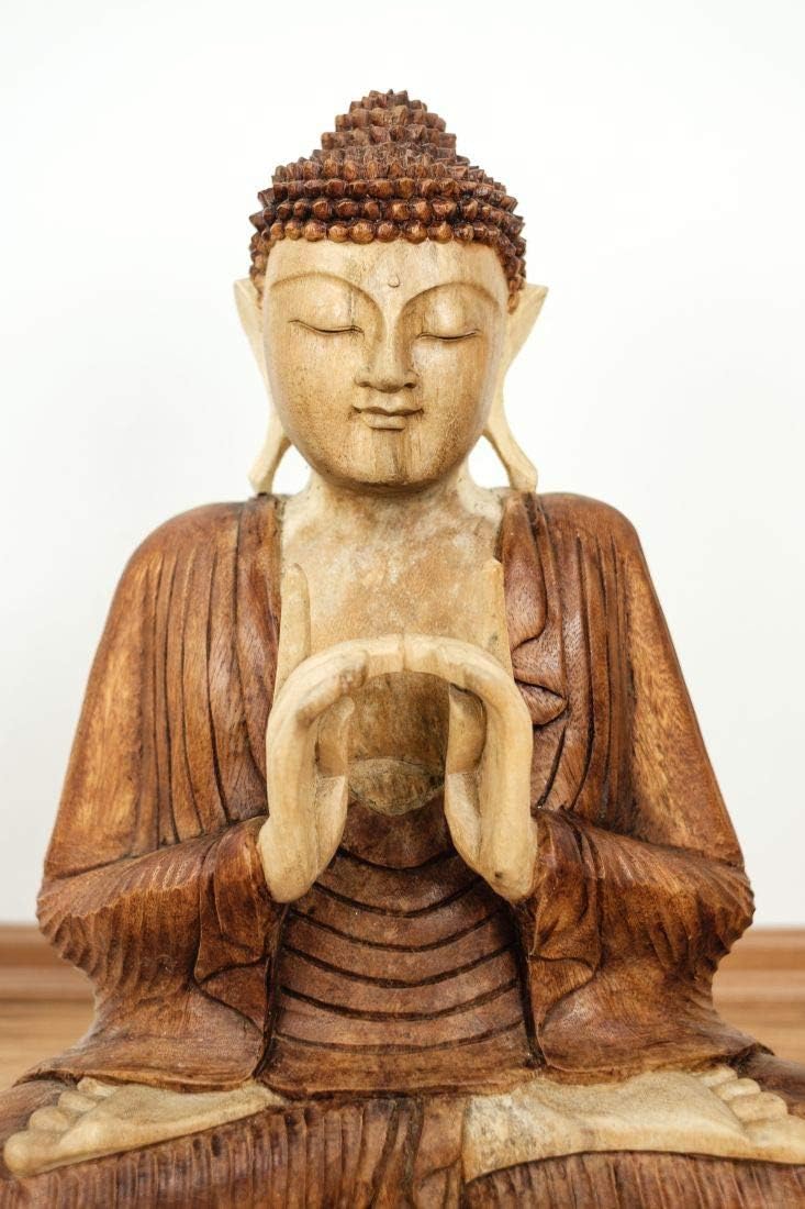 livasia Buddha Figur aus Holz 50cm hoch – Balinesische Handwerkskunst – Buddha Figuren aus Suarholz,