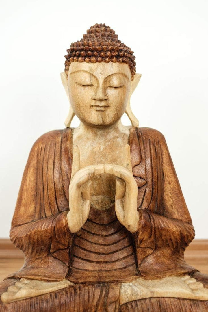 livasia Buddha Figur aus Holz 50cm hoch – Balinesische Handwerkskunst – Buddha Figuren aus Suarholz,