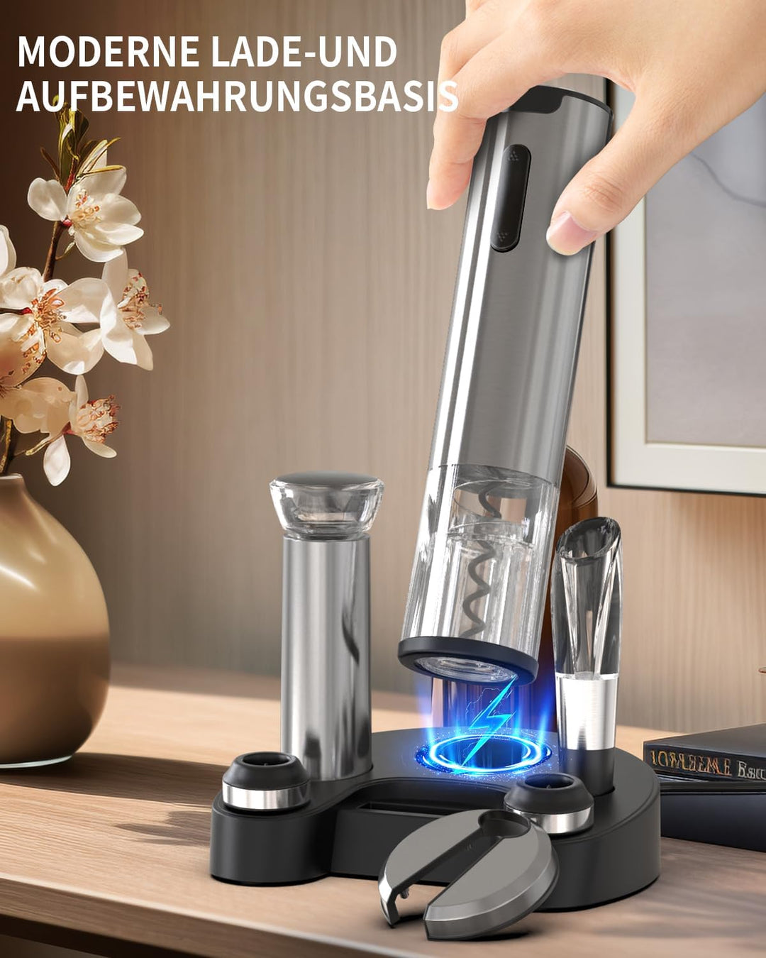 CIRCLE JOY Elektrischer Korkenzieher, wiederaufladbarer elektrischer Weinöffner, Wein-Geschenkset mi