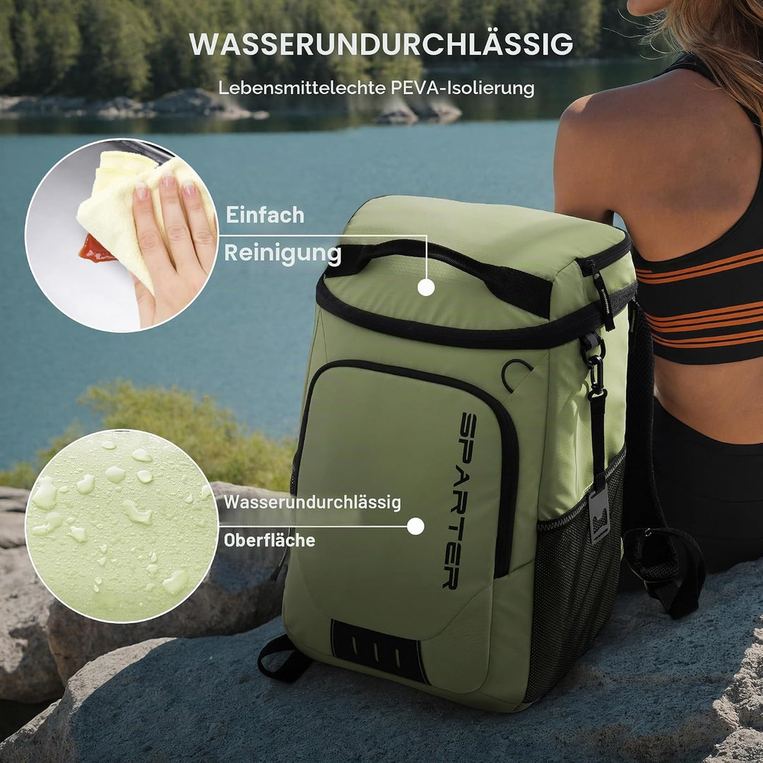 SPARTER Rucksack-Kühler, isoliert, auslaufsicher, 33 Dosen, wasserdicht, leicht, isoliert, Eistruhe,