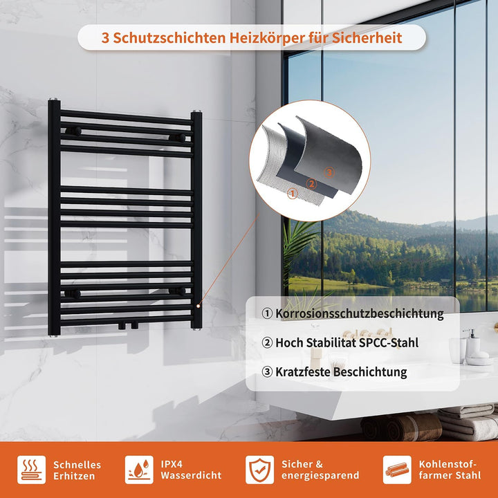 Heizkörper, Badheizkörper, Handtuchwärmer & Heizung fürs Badezimmer, Handtuchhalter, stylischer Hand