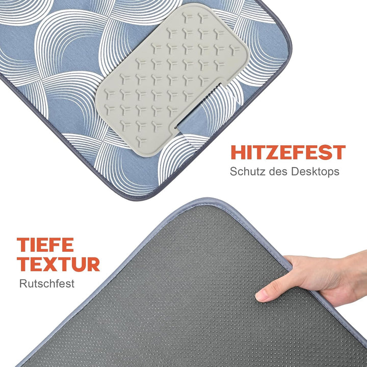 KINGRACK Bügelmatte für Dampfbügeleisen 79x42cm, Bügeldecke für Tisch mit Hitze, Extrem rutschfeste