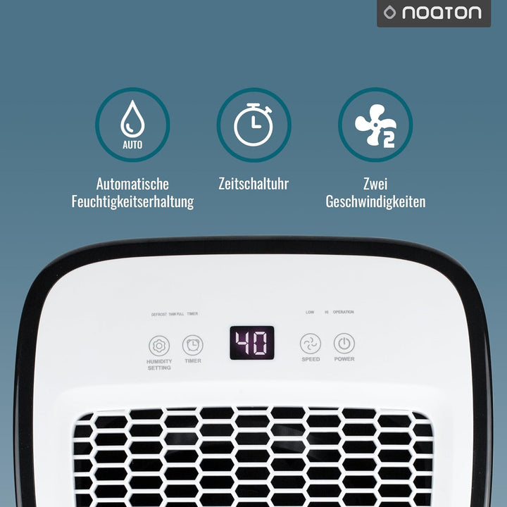 Luftentfeuchter Noaton DF 4112, max 13L/24h, Raumgrösse ca. 65 m³ (~25 m²), 190 W, 2.5l Wassertank,