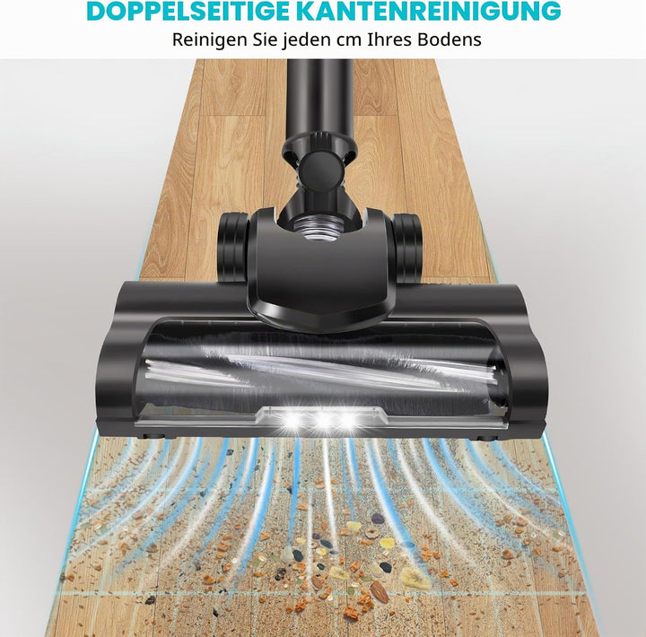 DayPlus 500W Akkustaubsauger mit 2 x 3.0Ah Batterie, 15000Pa Leistungsfähige Saug, 65Min Laufzeit, L