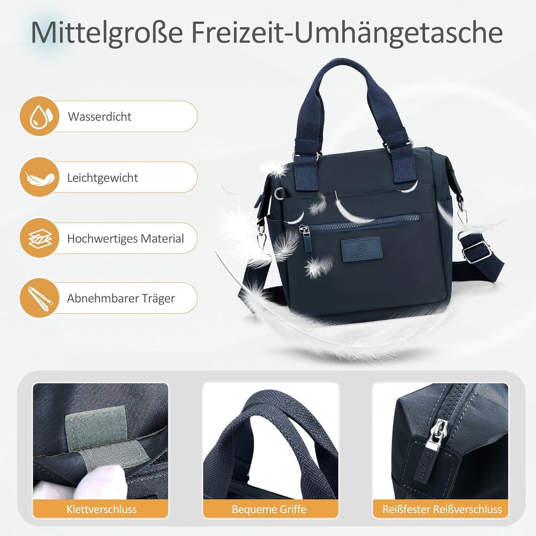 DIRRONA Beiläufig Damen Umhängetasche Multi Pocket Multi Fach Crossbody Bag Mittelgrosse Umhängetasc