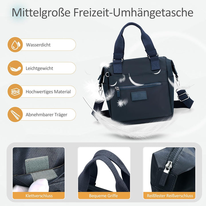 DIRRONA Beiläufig Damen Umhängetasche Multi Pocket Multi Fach Crossbody Bag Mittelgrosse Umhängetasc