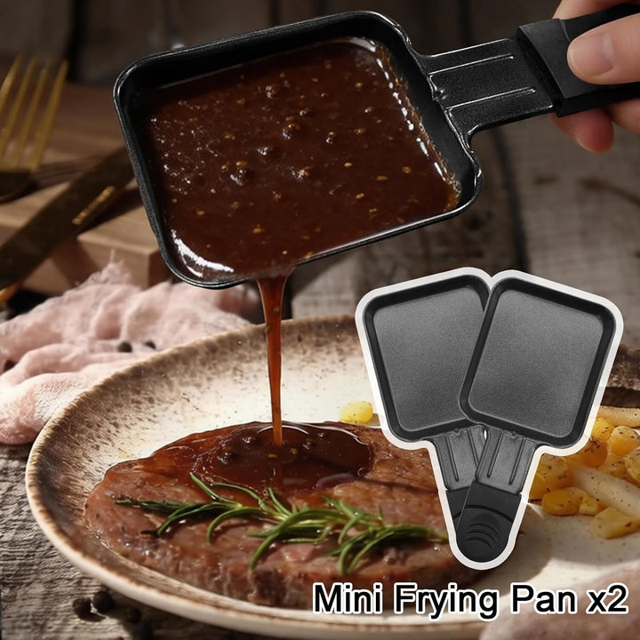 Mini Raclettegrill Tischgrill elektrisch, 2 Personen Raclette Set mit Antihaftplatte, kompakter Inne