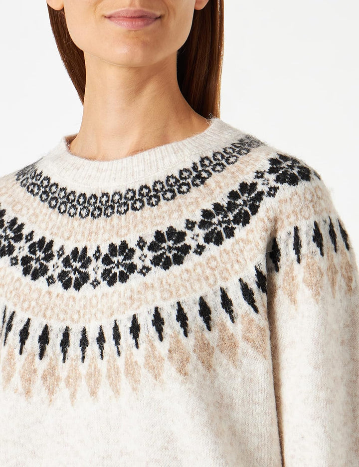 Cream Damen Women's Sweater Knitted, Langärmlig, mit Rundhalsausschnitt Pullover S Oat Melange, S Oa