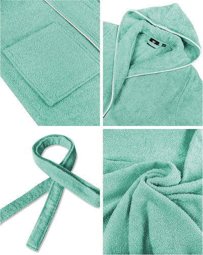 LAYNENBURG Premium Bademantel Kinder & Teenager mit Kapuze - 100% Baumwolle - OEKO TEX Standard 100