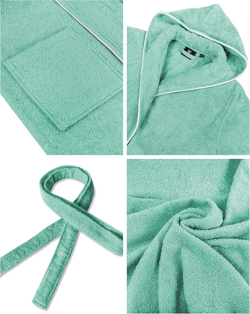 LAYNENBURG Premium Bademantel Kinder & Teenager mit Kapuze - 100% Baumwolle - OEKO TEX Standard 100