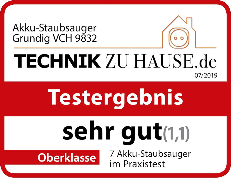 GRUNDIG VCH 9832 VCH9832, 2 in 1 Akku-und Handstaubsauger, Grau, 115 W, 0.5 liters, 75 Minuten kabel