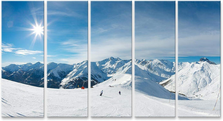 islandburner Bild auf Leinwand Skipiste In Den Bergen Bilder Wandbilder Poster Leinwand 160x80cm - 5