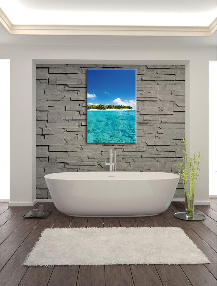 Pixxprint Malediven Traumstrand Meer als Leinwandbild/Grösse: 100x70 / Wandbild/Kunstdruck/fertig be