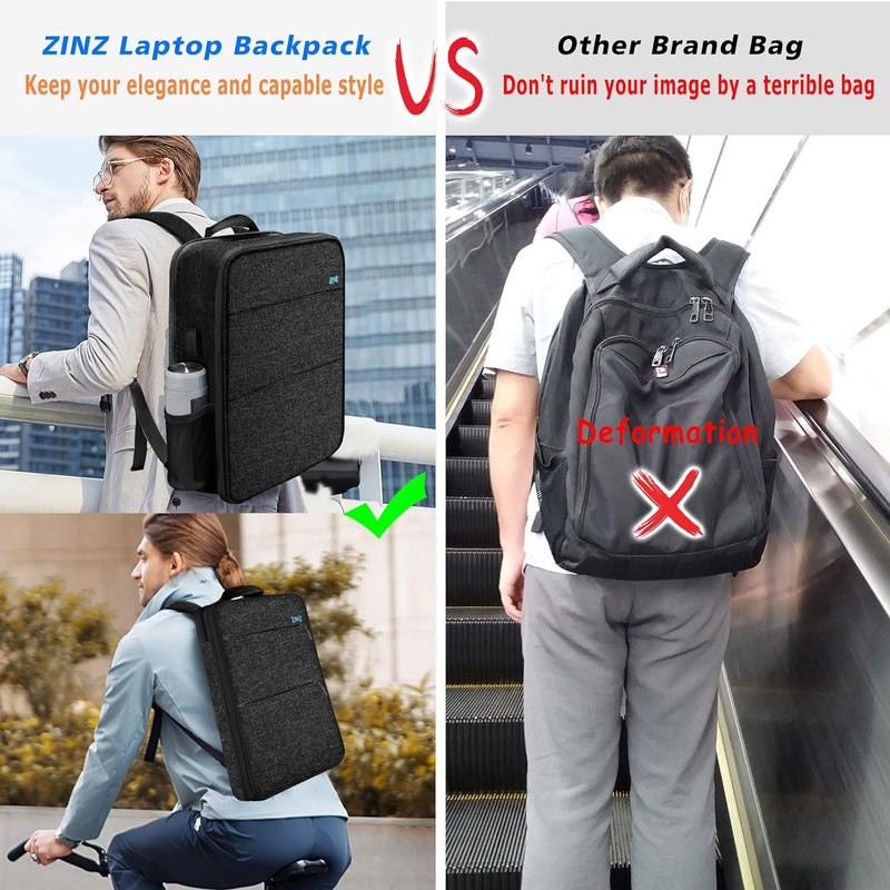 ZINZ Schlank und Erweiterbar Laptop Rucksack Wasserdicht Notebook Tasche für Männer und Frauen 15"-1