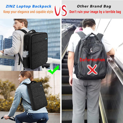 ZINZ Schlank und Erweiterbar Laptop Rucksack Wasserdicht Notebook Tasche für Männer und Frauen 13-14