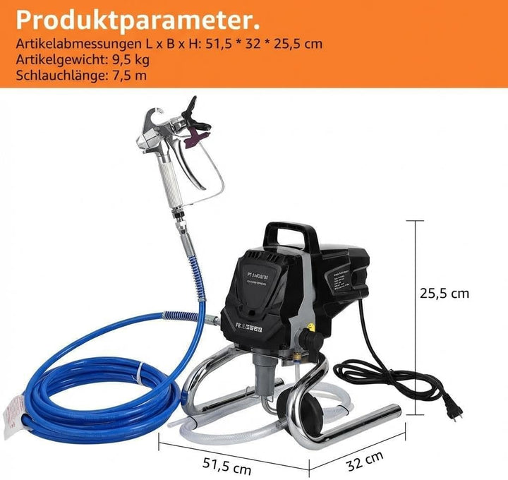 Garvee 1010W Airless Farbspritzgerät – Profi-Malerwerkzeug mit 3000 PSI, verlängerbarem Spritzstab,