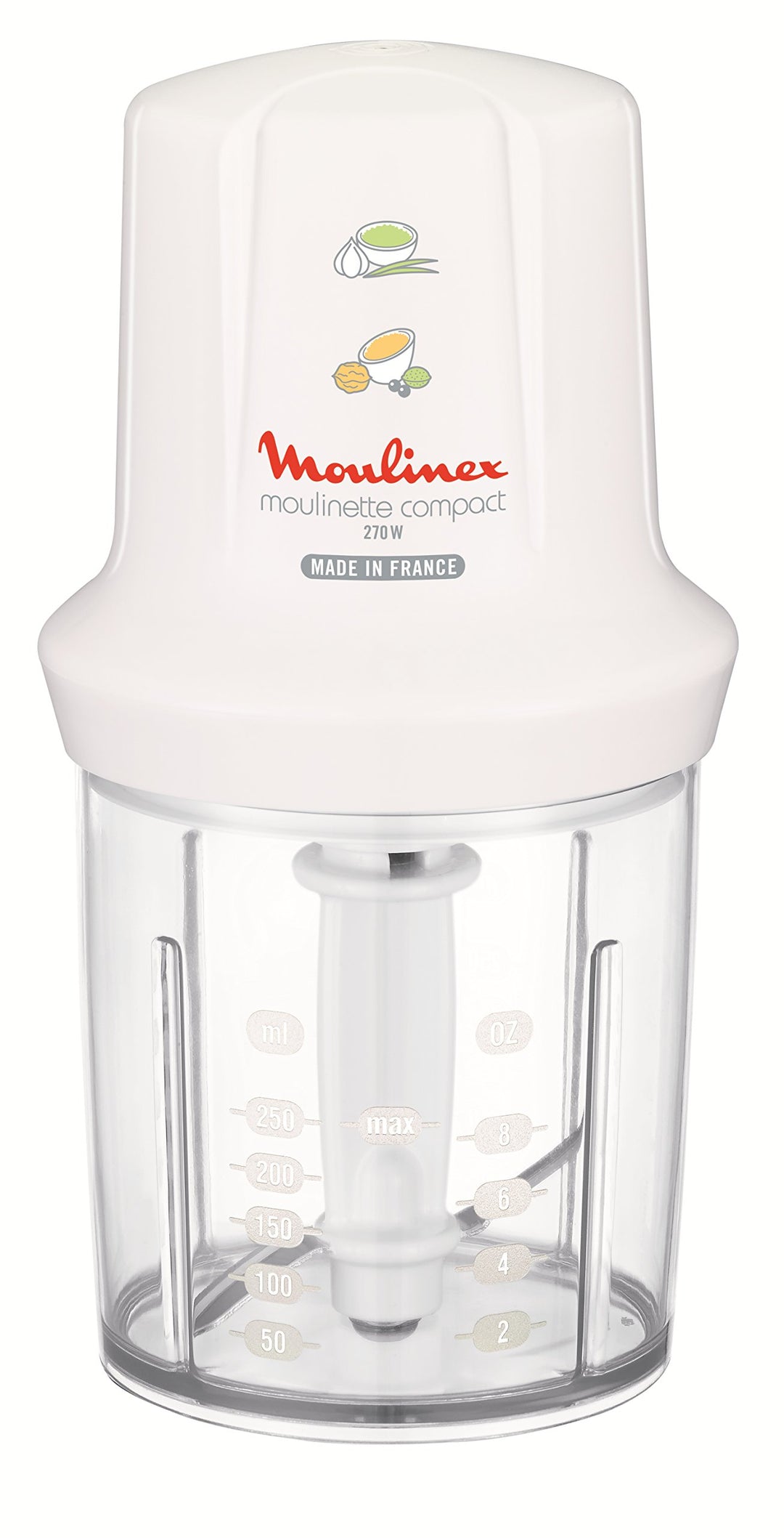 Moulinex DJ300110 Mini Chopper Elektro Moulinette Compact Shaker mit Deckel Weiss 270 W, 270 W
