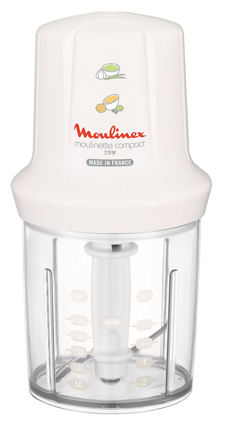 Moulinex DJ300110 Mini Chopper Elektro Moulinette Compact Shaker mit Deckel Weiss 270 W, 270 W