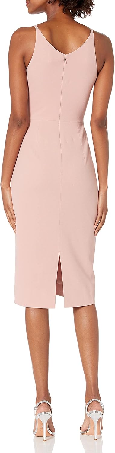 Dress the Population Damen Lyla Solid Sleeveless Fitted Midi Sheath Dress Kleid XS Blush, XS Blush