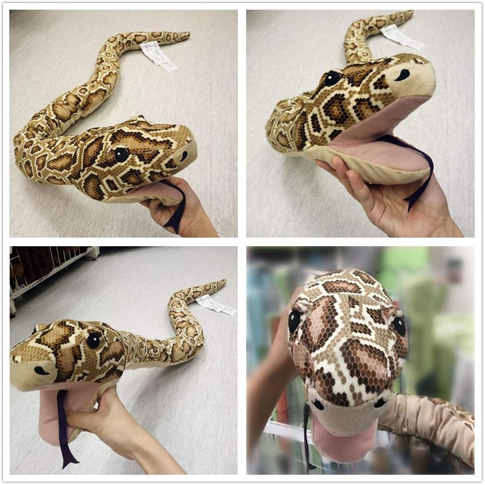 Tikwisdom 170CM High simulation Super long Brown python Soft Plush Toys, Large Stuffed Animals Hand
