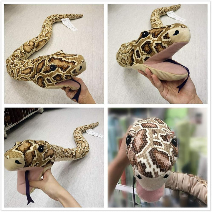 Tikwisdom 170CM High simulation Super long Brown python Soft Plush Toys, Large Stuffed Animals Hand