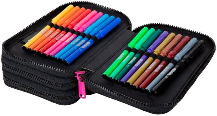 CoolPack Mäppchen Federtasche XXL 3-Fach Schulstiftetui, dreifaches Federmäppchen 44-teilig gefüllte