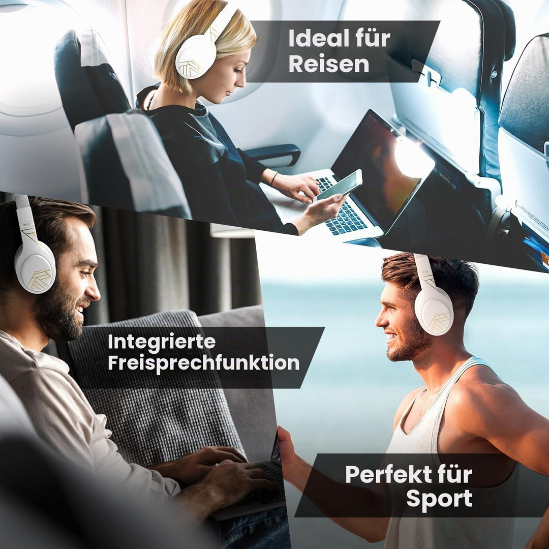 PowerLocus Bluetooth Kopfhörer Over Ear, Kopfhörer Kabellos mit 3-EQ modi, 60std. Spielzeit, Hi-Fi-S