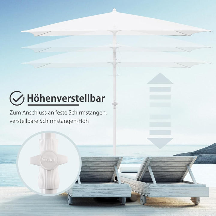 Sekey 180 × 125 cm Sonnenschirm mit Schutzhülle, Balkonschirm Gartenschirm Terrassenschirm, Sonnensc