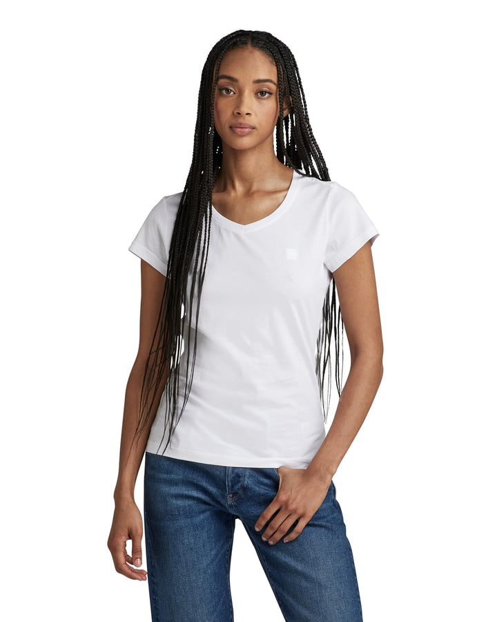 G-Star RAW Damen Eyben Slim V-Neck Top 2.0 Tops XXS Weiss (White D24533-4107-110), XXS Weiß (Wh