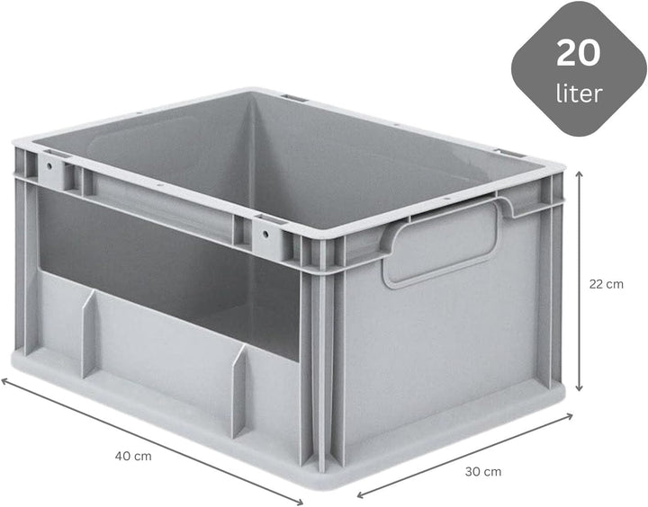 SuperSparSet 8x Eurobox NextGen Insight | HxBxT 22x30x40cm | 20 Liter | Seite offen | Eurobehälter,