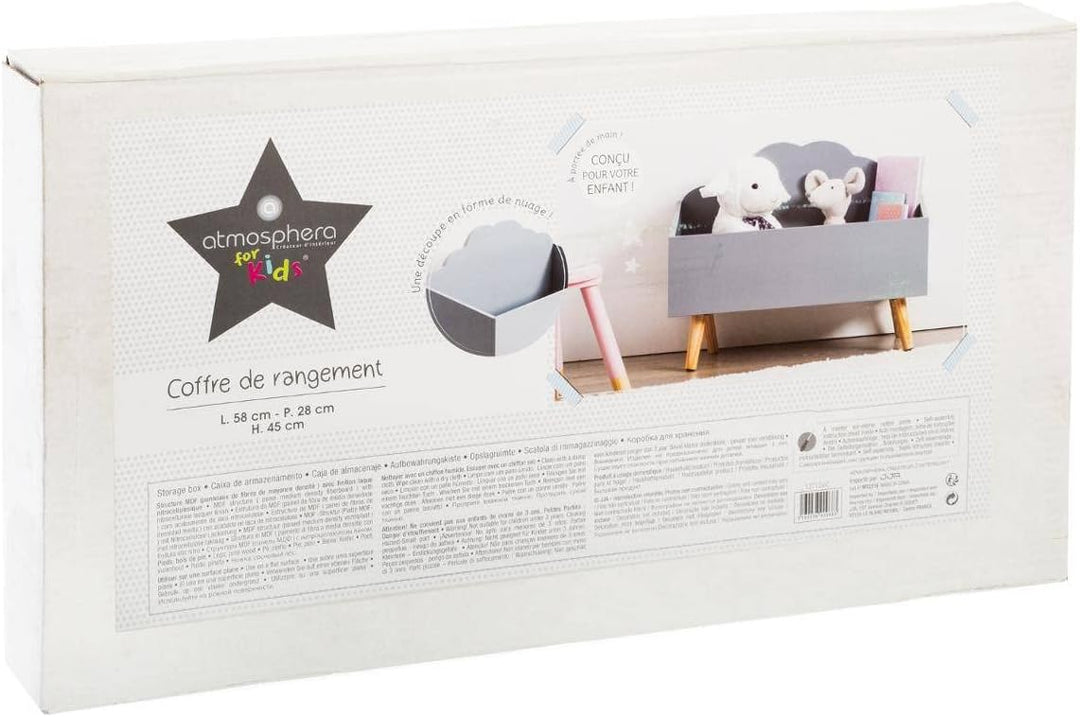 Atmosphera - Kinderbox Wolke grau - Grau L. 58 x l. 45 x H. 28 cm Grau, L. 58 x l. 45 x H. 28 cm Gra