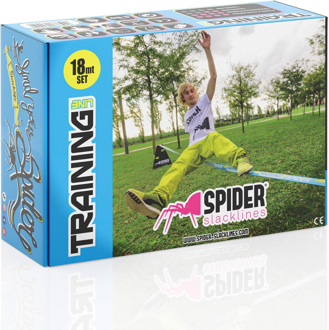 SKS02 - Slackline Kit TRAINING line - Workout und Gleichgewichtstraining, Walk & Freestyle - Ratsche