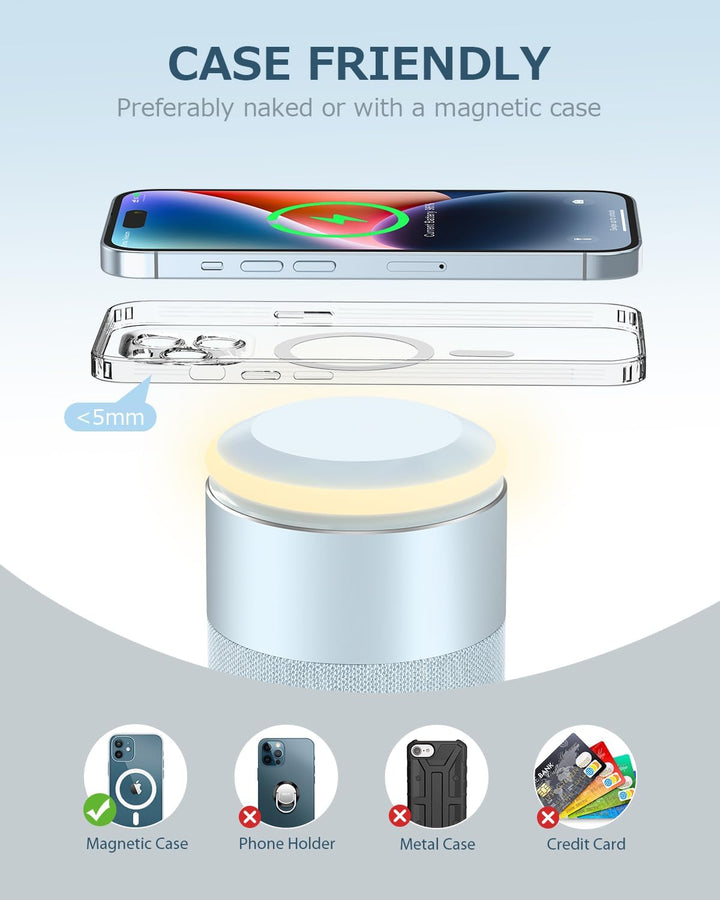 COLSUR Bluetooth Lautsprecher, Mag-Safe Kabelloses Ladegerät, Bluetooth Lautsprecher mit Nachtlicht,