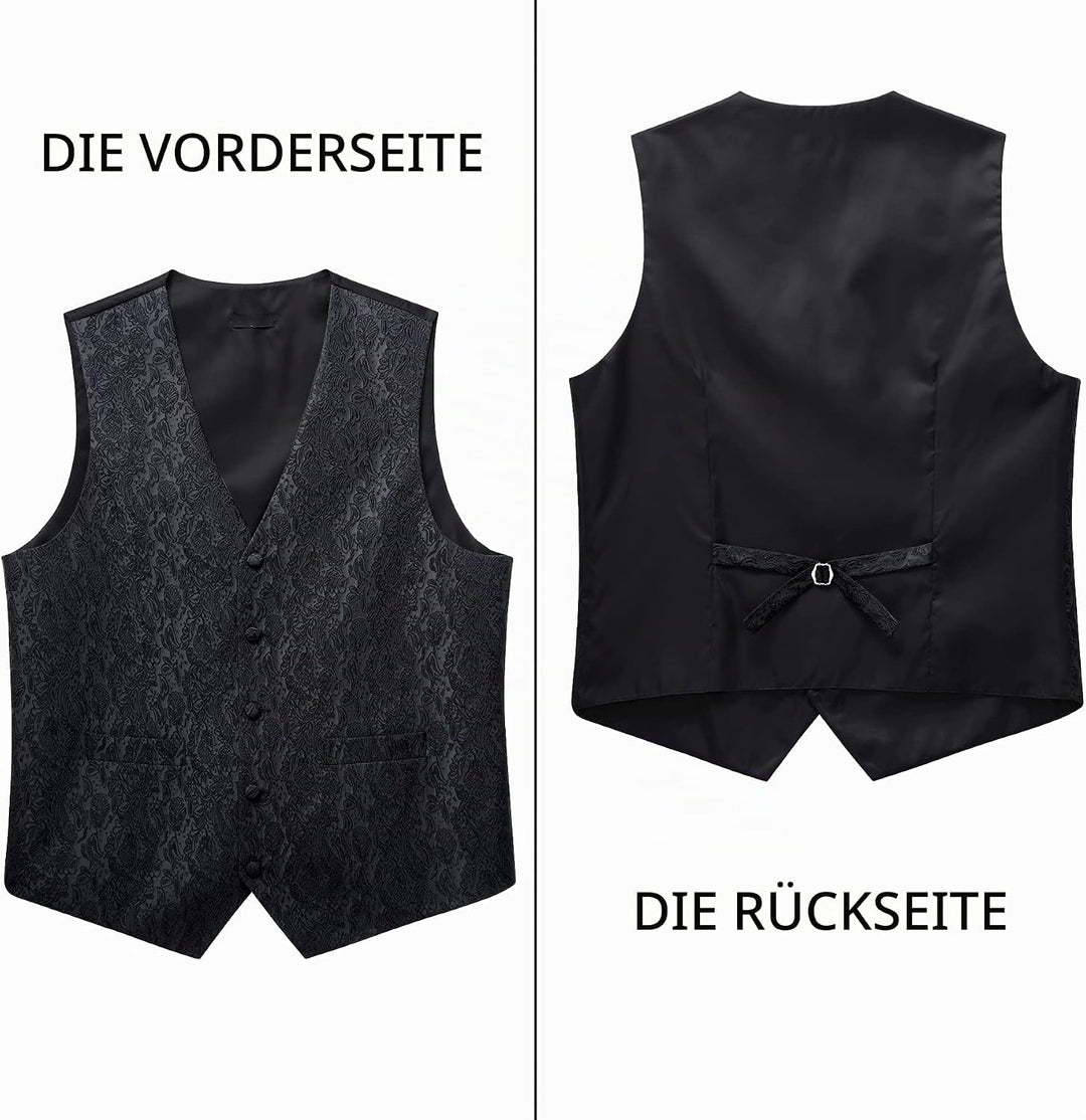 Enlision Anzugweste Herren Hochzeit Paisley Weste und Krawatte Einstecktuch Party Floral Jacquard An