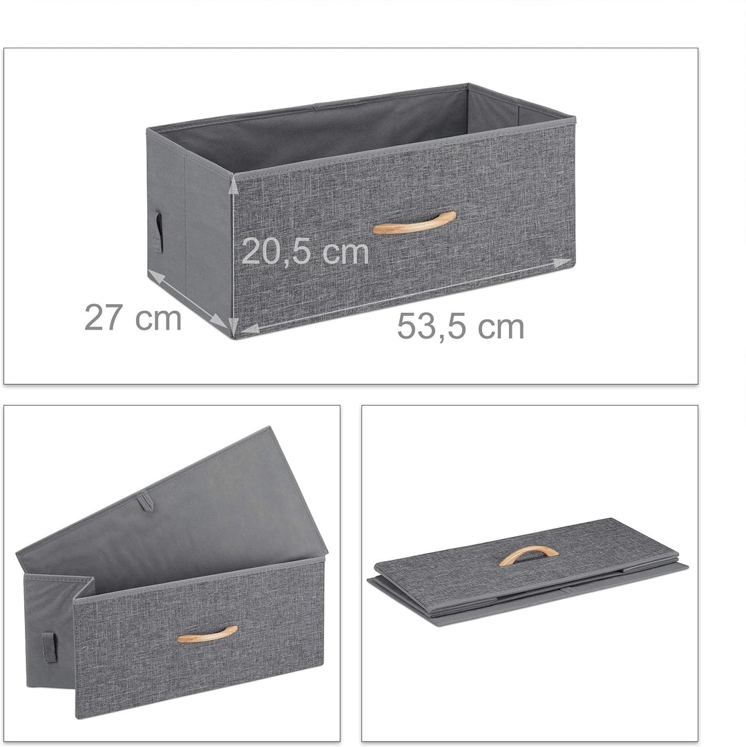 Relaxdays Schubladenschrank mit Rollen, 4 Stoff Schubladen, Deko Stoffschrank, Holzoptik, HBT 93 x 5
