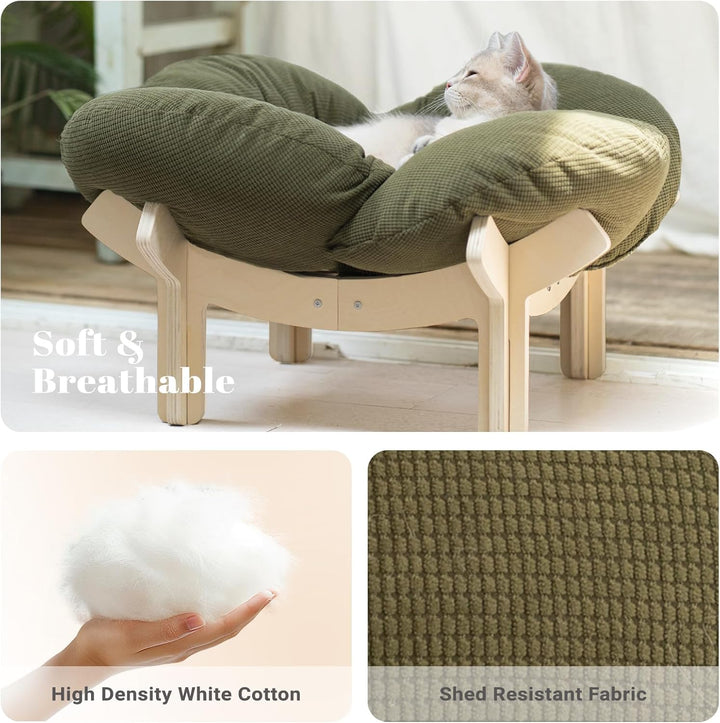 CheerPals Erhöhtes Katzenbett Blumenform, 55cm L&W Grosses Katzensofa, Stilvoll Katzenstuhl mit Hoch