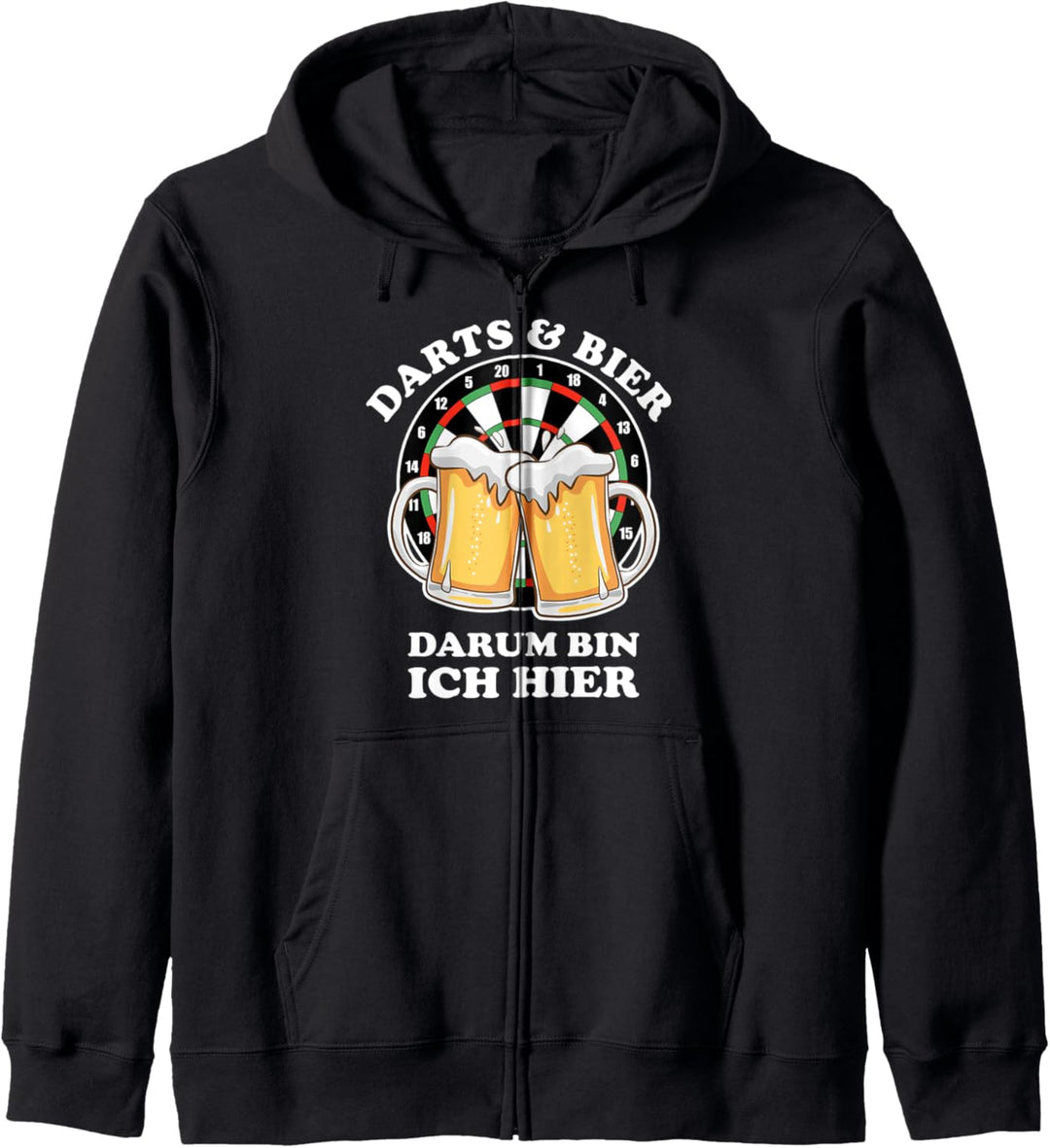 Darts und Bier darum bin ich hier Lustiges Dart Geschenk Kapuzenjacke