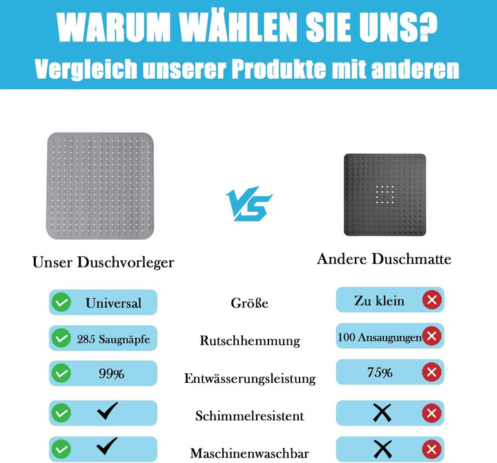 Duschmatte rutschfest Antirutschmatte Dusche: 80 x 80 cm Duscheinlage Duschwanneneinlage Rutschmatte