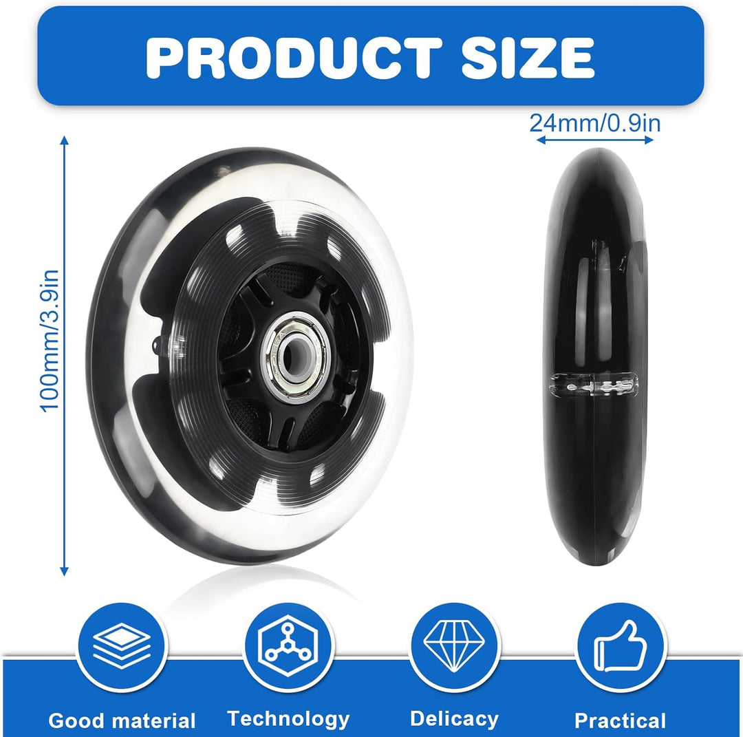 4 Stück Leuchtende Stunt Scooter Rollen, 80mm Leuchtende Stunt Scooter Roller Räder, Led Ersatzräder