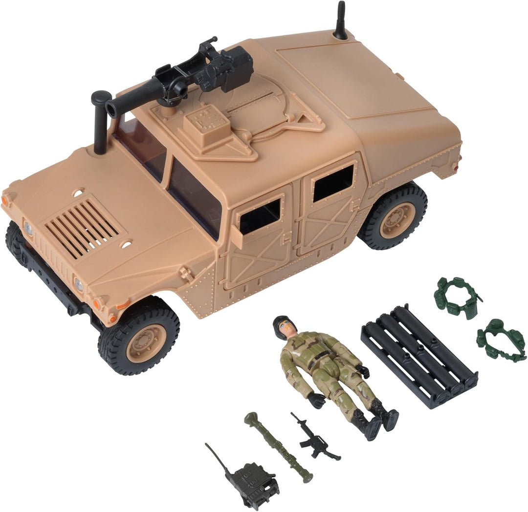 Peterkin World Peacekeeper Wüstenhumvee mit Militärfiguren und Zubehör, Massstab 1:18, Actionfiguren