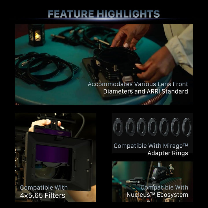 Tilta Mirage Pro Matte Box Einzelnes Backing Kit mit 95-mm Backing, Gegenlichtblende mit 4x5,65“ Fil