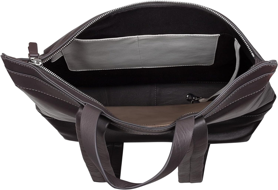 DUDU Herrenrucksack, weicher lässiger Damenrucksack aus echtem Leder mit Reissverschluss Grosser bun