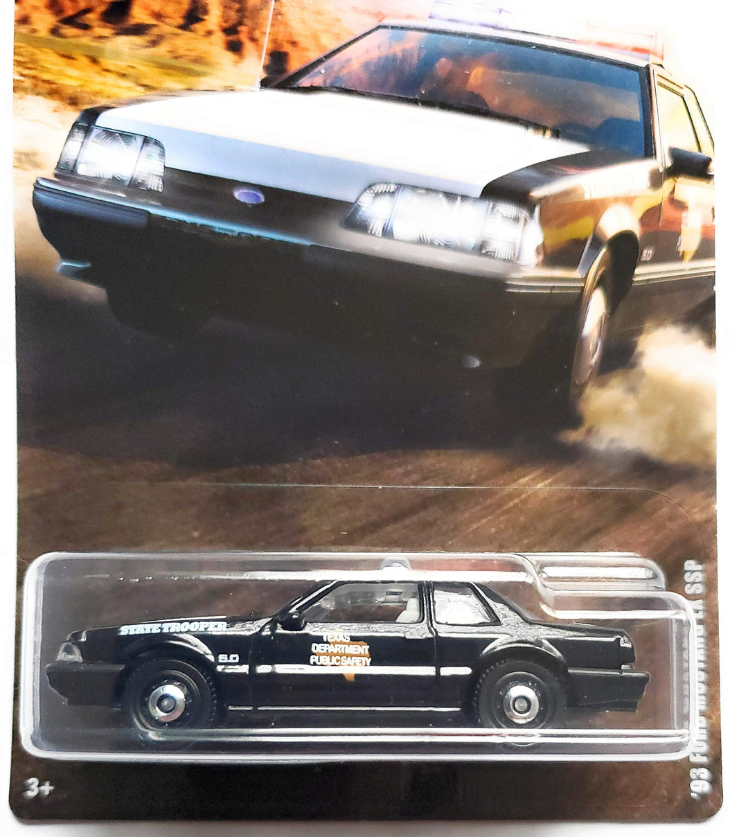 Matchbox '93 Ford Mustang LX SSP Polizei Auto, Schwarz, Massstab 1:64, Kleinkind, unisex-Kinder