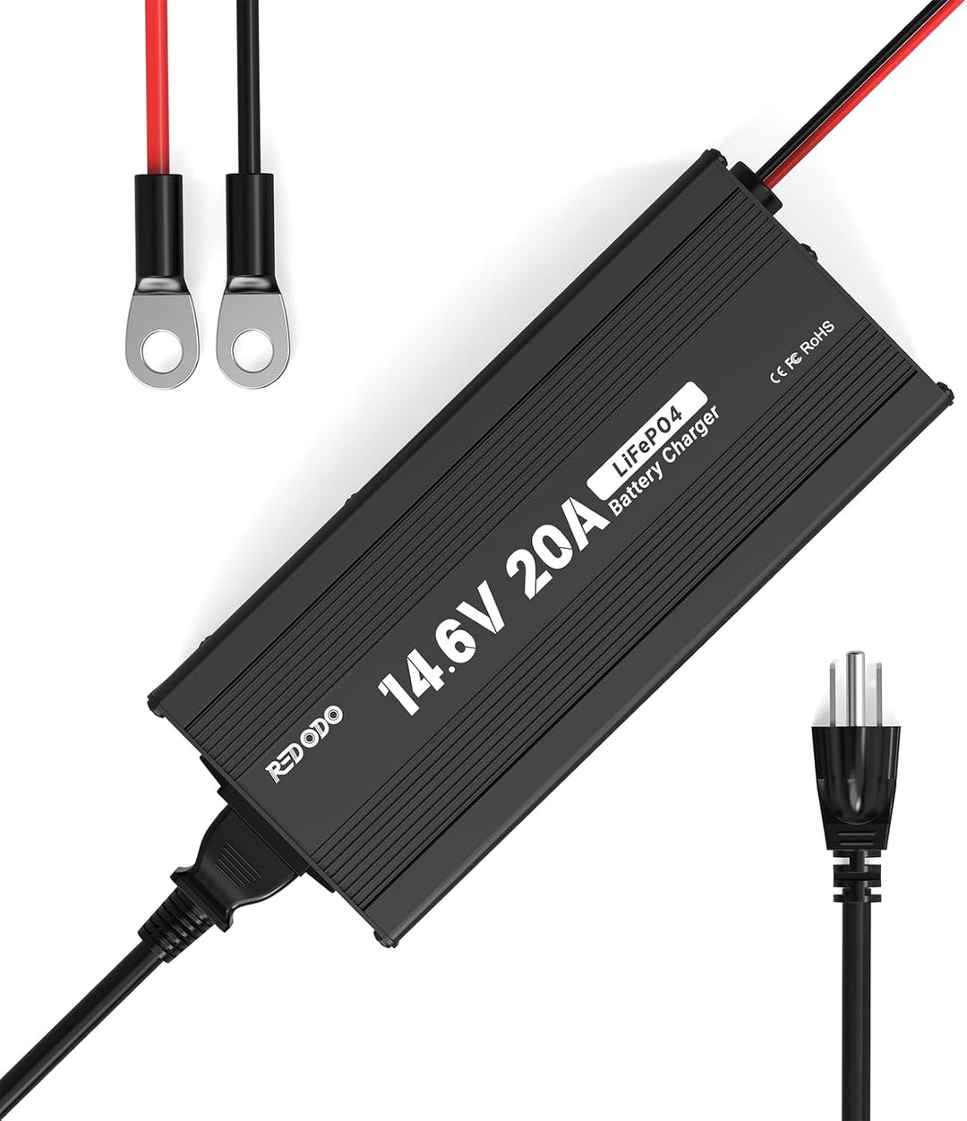 Redodo LiFePO4 100Ah 12,8V Batterie mit LiFePO4 Ladegerät 14,6V 20A, 5 Std. Schnelles Aufladen 100A