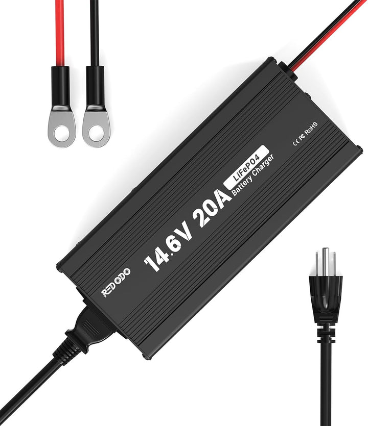 Redodo LiFePO4 100Ah 12,8V Batterie mit LiFePO4 Ladegerät 14,6V 20A, 5 Std. Schnelles Aufladen 100A