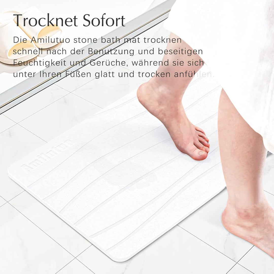 Badematte Stein, Diatomite Stone Bath Mat, rutschfeste Stein Badematte Schnelltrocknend, Werten Sie
