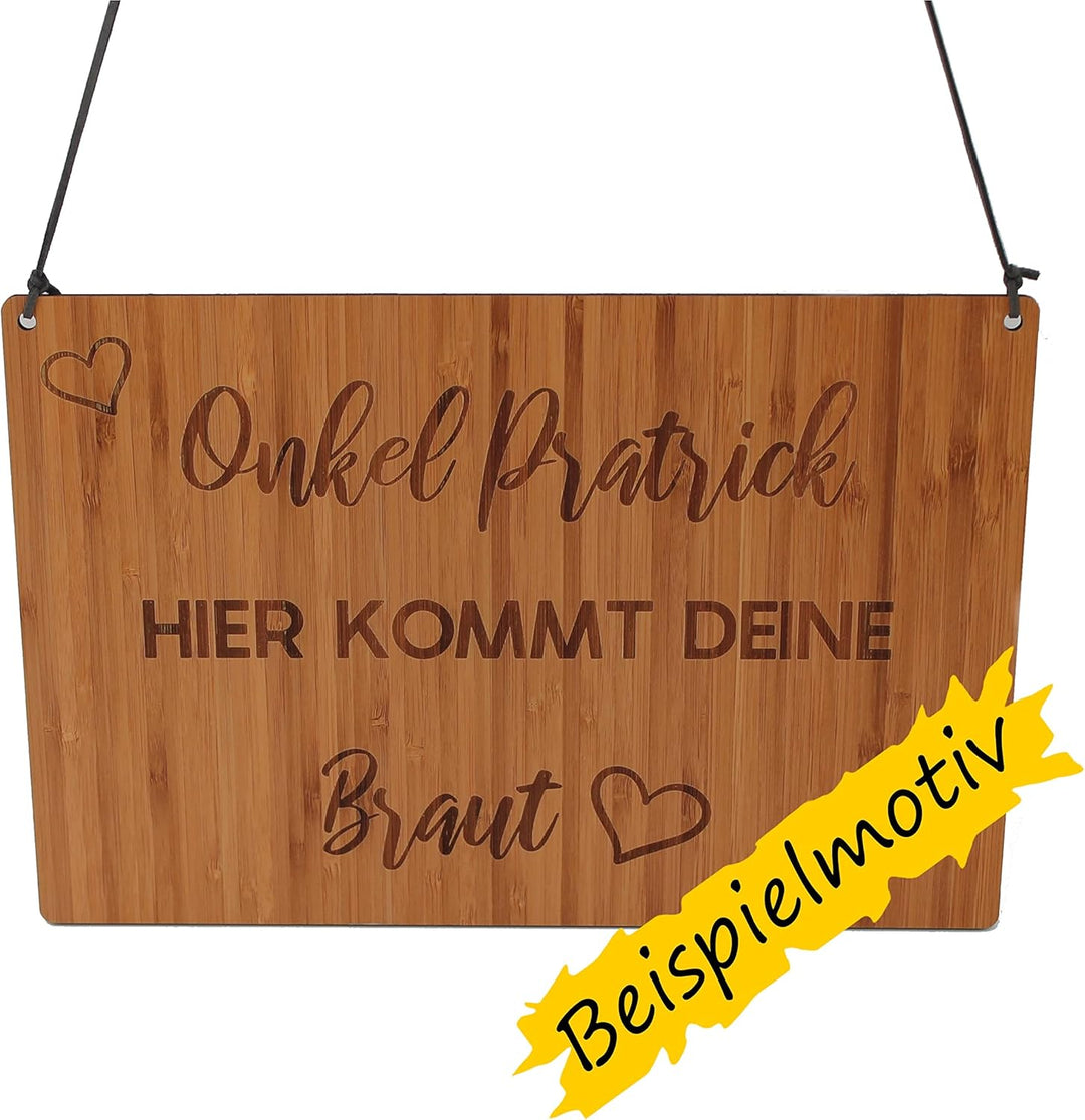 Schild für die Hochzeit, Vintage Schild aus Holz für die Trauung, Hier kommt die Braut personalisier