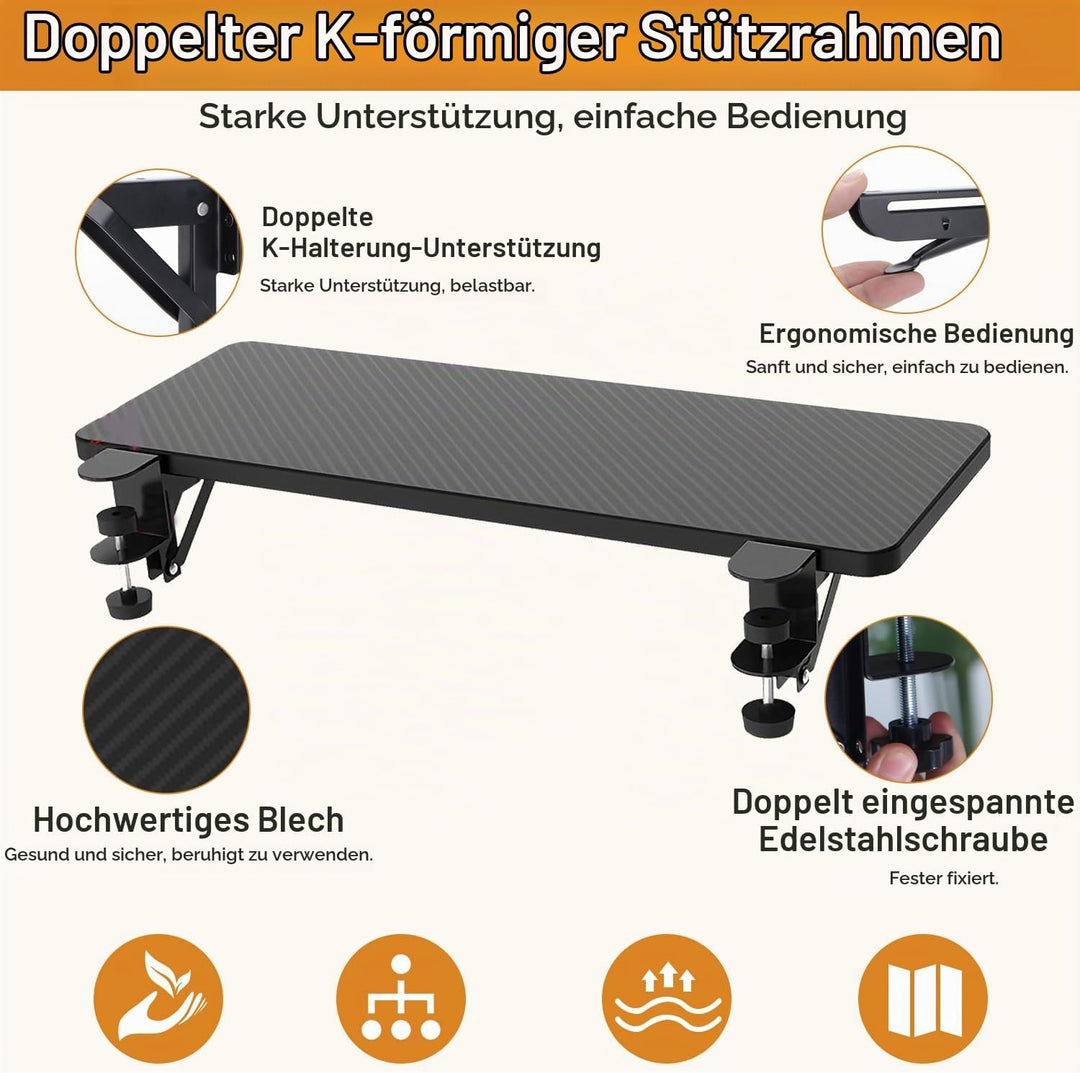 Ergonomische Schreibtischverlängerung, Computer Armlehne für den Schreibtisch, 90° Faltbare Handgele