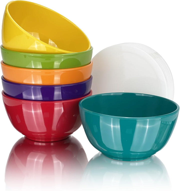 Set of 6 Melamine 28oz Salad Bowls Set,6 inch Round Soup Bowls,100% Melamine Dinnerware sets for Din