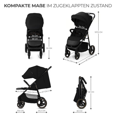 Kinderkraft TRIG 3 Kinderwagen, Kinderbuggy, Liegewagen, Sportwagen, Buggy, Zusammenklappen, Breite